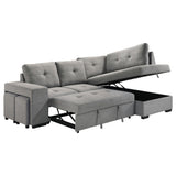 Roanne grey fabric upholstered sleeper sectional sofa front view