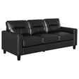 Scotland black faux leather upholstered track arm sofa, main view
