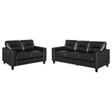 Scotland 2-piece black faux leather upholstered sofa set main view
