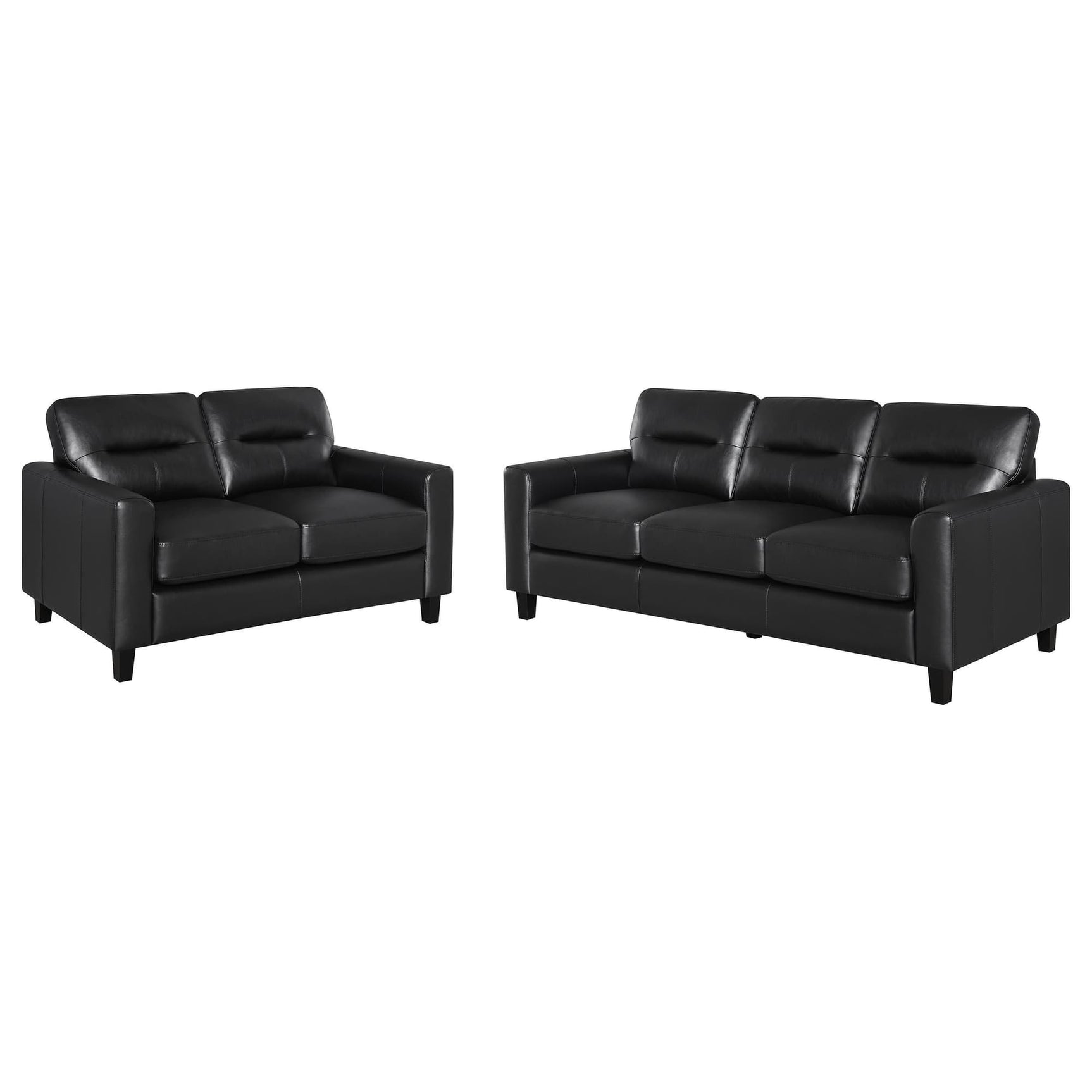 Scotland 2-piece black faux leather upholstered sofa set main view