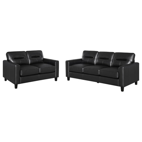 Scotland 2-piece black faux leather upholstered sofa set main view