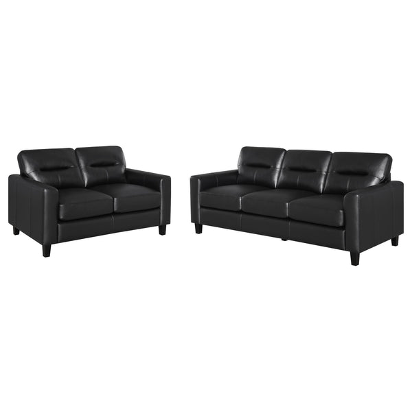 Scotland 2-piece black faux leather upholstered sofa set main view