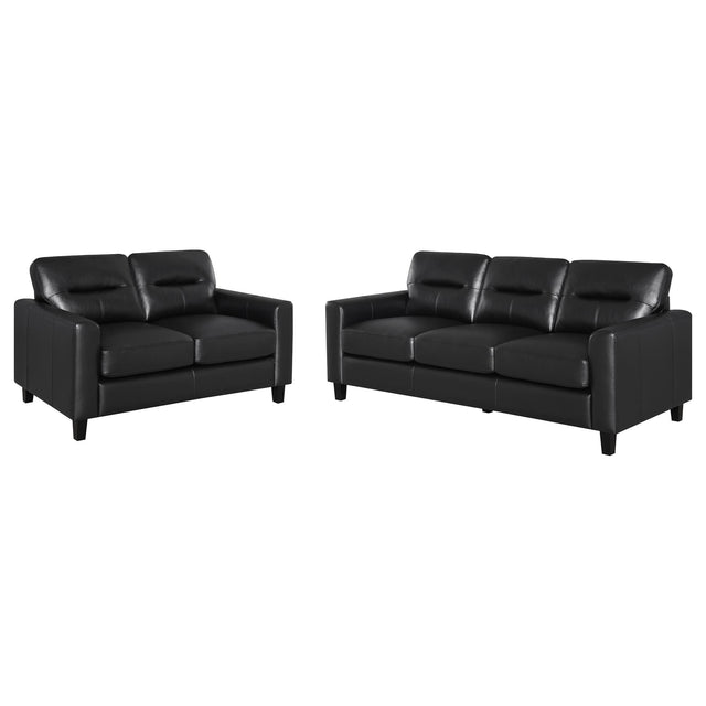 Scotland 2-piece black faux leather upholstered sofa set main view