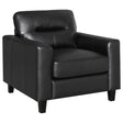 Scotland black faux leather upholstered track arm chair front view
