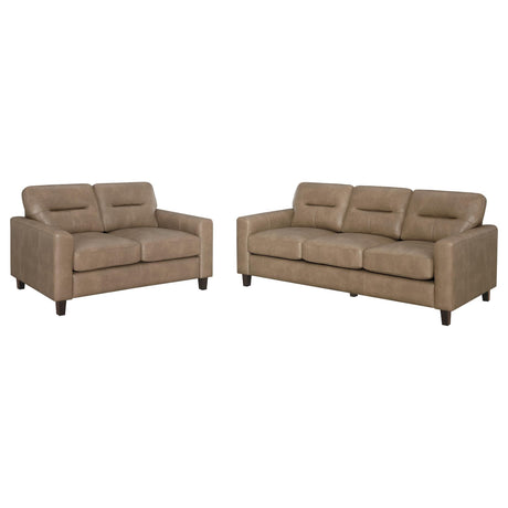 Scotland 2-piece brown faux leather upholstered sofa set main view