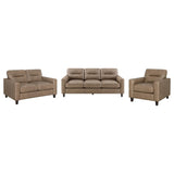Scotland 3-piece brown faux leather sofa set main view