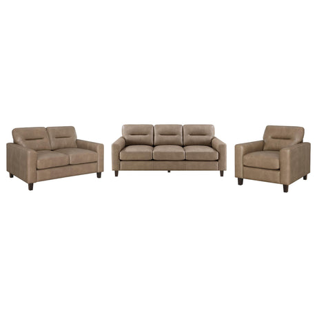 Scotland 3-piece brown faux leather sofa set main view