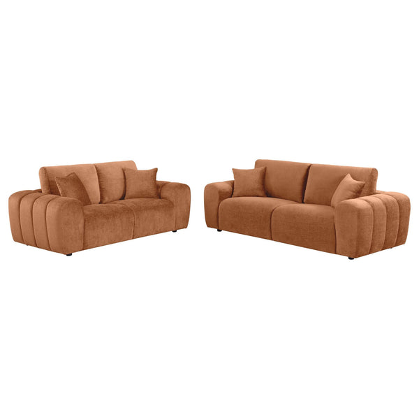 Burnett 2-piece chenille sofa set in burnt orange front view