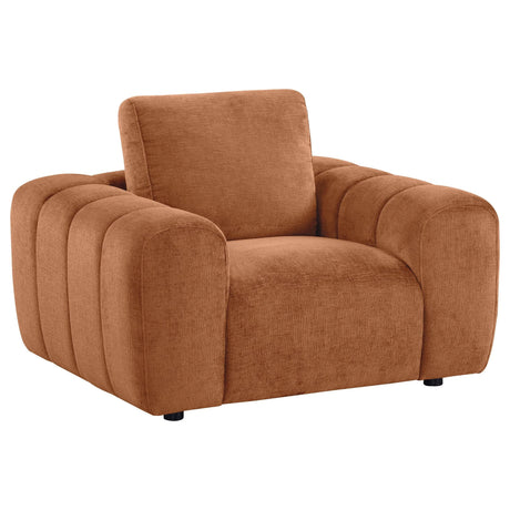 Burnett burnt orange chenille upholstered accent chair front view