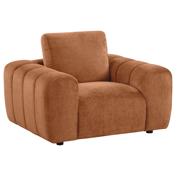 Burnett burnt orange chenille upholstered accent chair front view