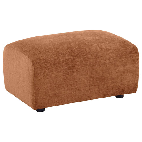 Burnett Chenille Upholstered Ottoman in burnt orange, front angle