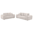 Burnett ivory chenille upholstered sofa straight-on view
