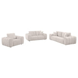 Burnett 3-piece ivory chenille upholstered sofa set main view