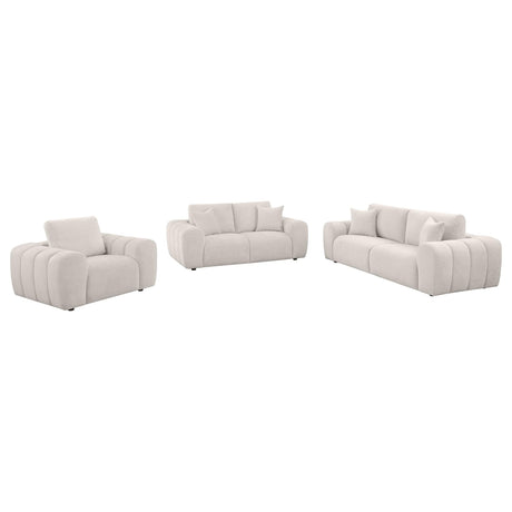 Burnett 3-piece ivory chenille upholstered sofa set main view