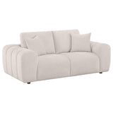 Burnett Ivory chenille wide arm upholstered loveseat front angle