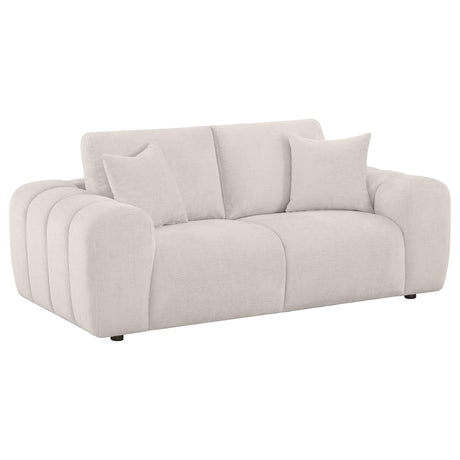 Burnett Ivory chenille wide arm upholstered loveseat front angle