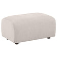 Burnett Chenille Upholstered Ottoman Ivory front view