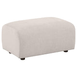 Burnett Chenille Upholstered Ottoman Ivory front view