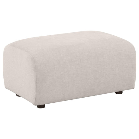 Burnett Chenille Upholstered Ottoman Ivory front view