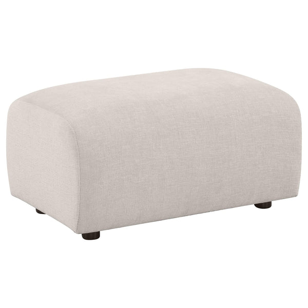 Burnett Chenille Upholstered Ottoman Ivory front view