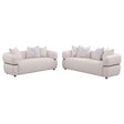 Jeanette 2-piece beige fabric upholstered sofa set front view