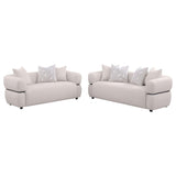 Jeanette 2-piece beige fabric upholstered sofa set front view