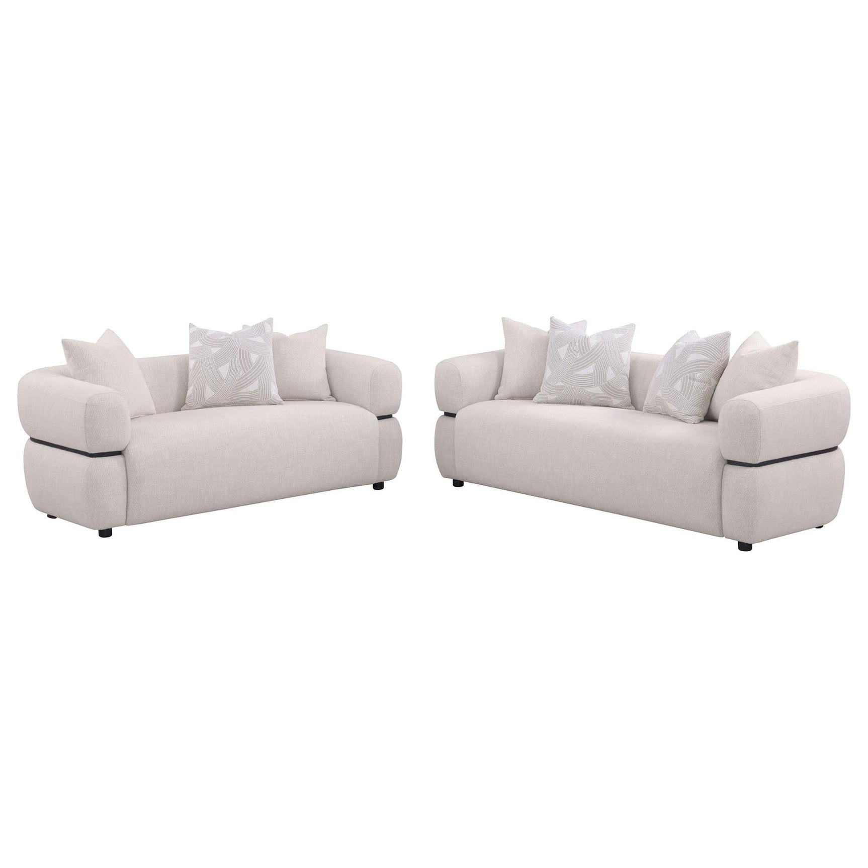 Jeanette 2-piece beige fabric upholstered sofa set front view