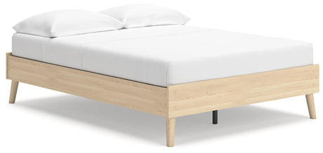 Cabinella Tan Full Platform Bed, front angle