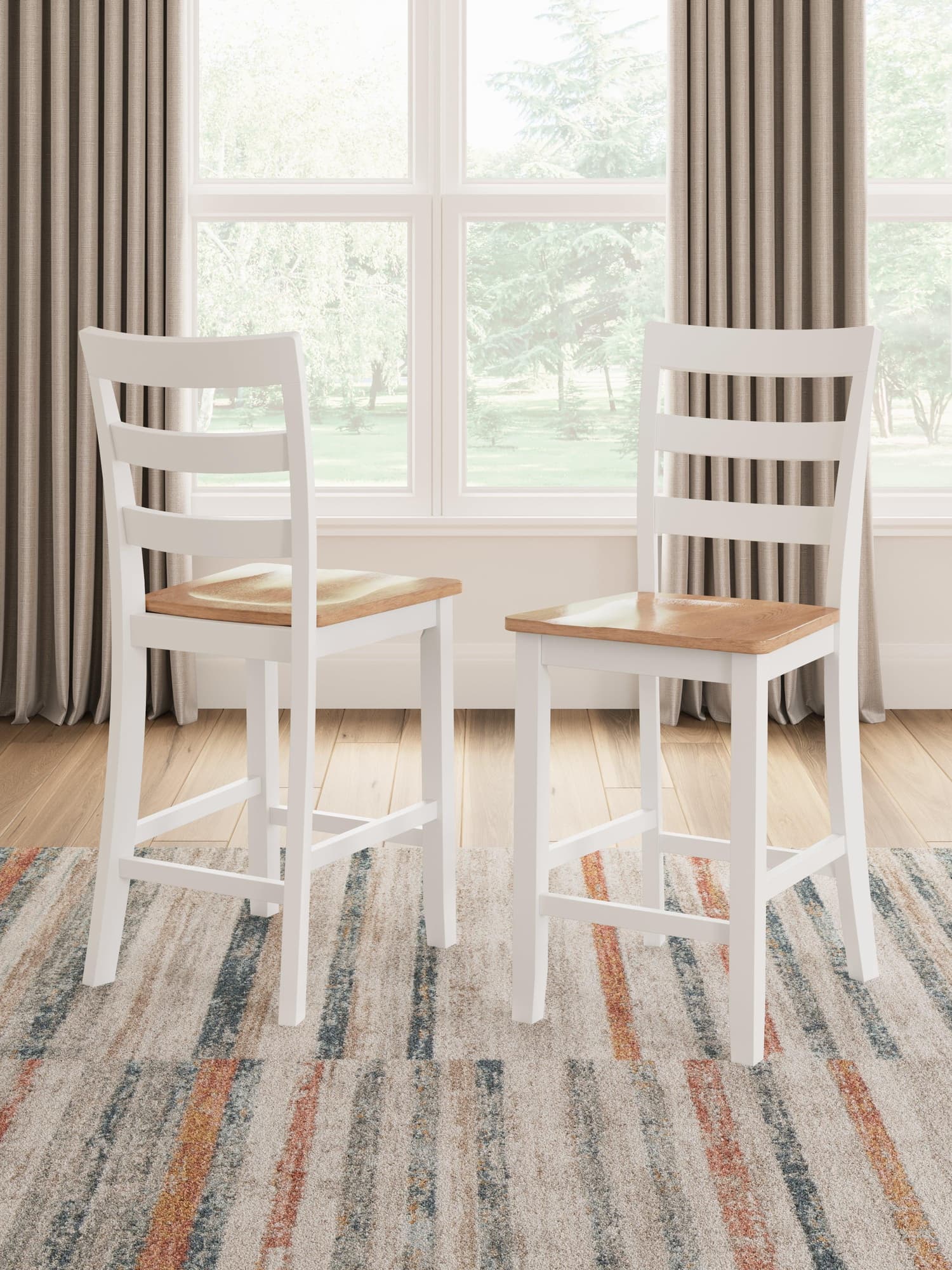 Gesthaven natural white counter height barstool front angle
