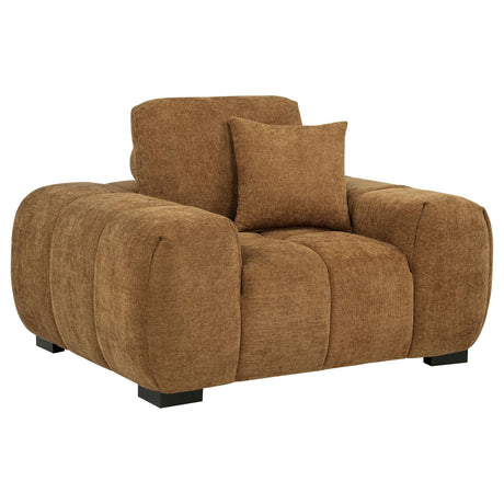 Octavia Amber fabric upholstered accent chair front view
