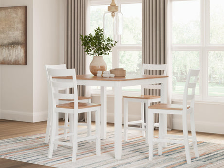 Gesthaven square counter height dining table in natural mango wood and white finish