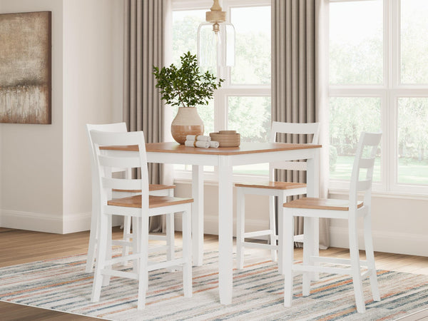 Gesthaven square counter height dining table in natural mango wood and white finish