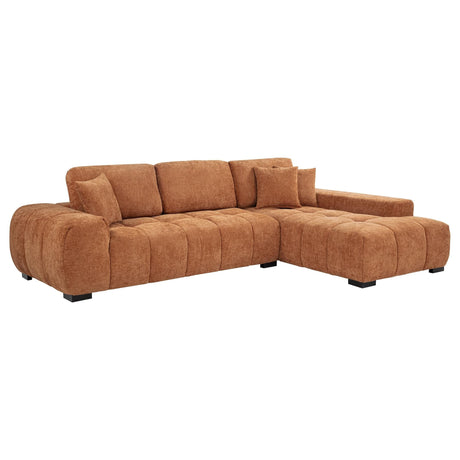 Octavia orange fabric upholstered sectional chaise sofa main view