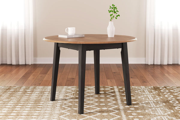 Gesthaven natural brown round dining drop leaf table front angle
