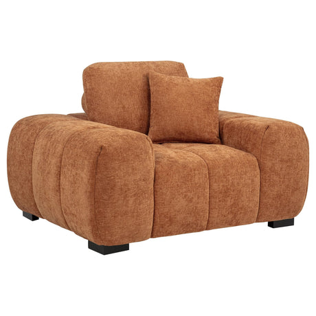 Octavia orange fabric upholstered accent chair front view