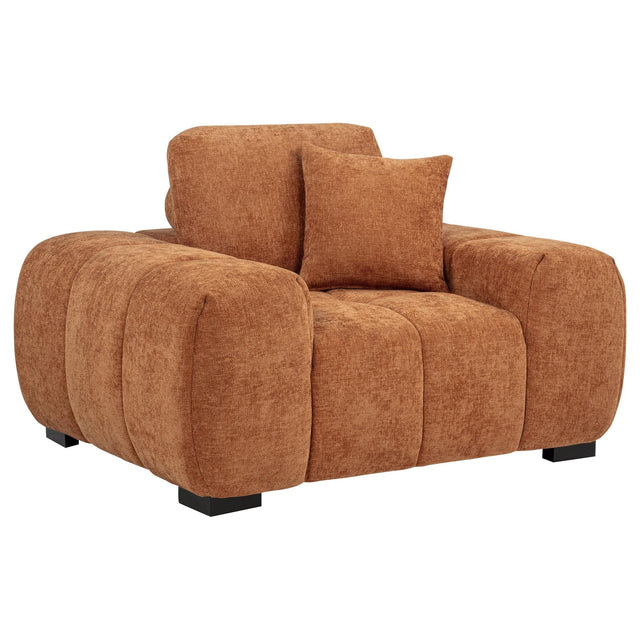Octavia orange fabric upholstered accent chair front view