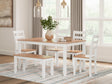 Gesthaven Natural White dining table with butcher block top, front view