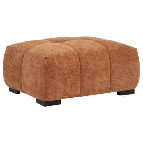 Octavia Orange Fabric Upholstered Rectangular Ottoman front angle
