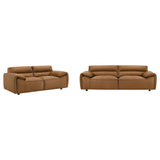 Buxton 2-piece orange leather sofa set main view