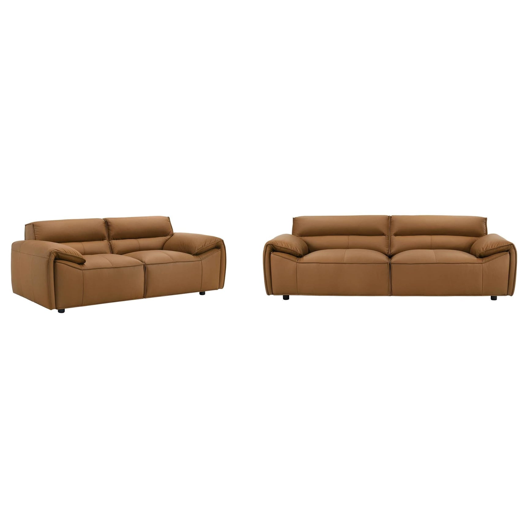 Buxton 2-piece orange leather sofa set main view