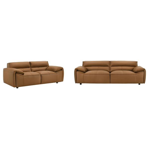 Buxton 2-piece orange leather sofa set main view