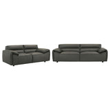Buxton 2-piece graphite leather sofa and loveseat set main view