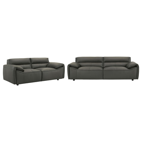 Buxton 2-piece graphite leather sofa and loveseat set main view