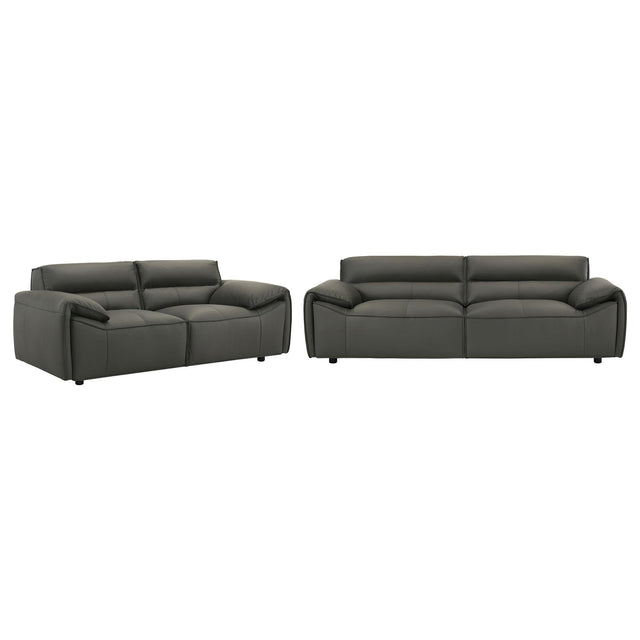 Buxton 2-piece graphite leather sofa and loveseat set main view