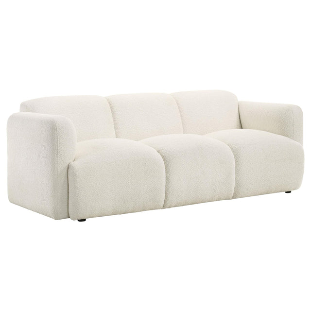 Dorset sofa front view in white fabric upholstery