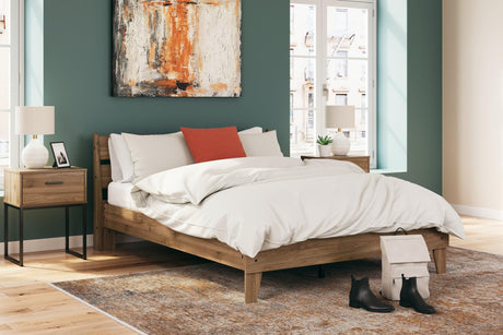 Deanlow Honey Queen Platform Panel Bed, front angle showing headboard