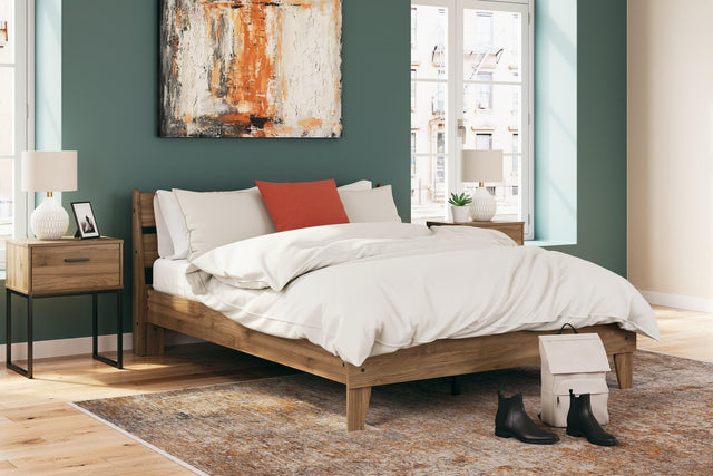Deanlow Honey Queen Platform Panel Bed, front angle showing headboard