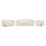main view of Dorset 3-piece white upholstered sofa and loveseat set