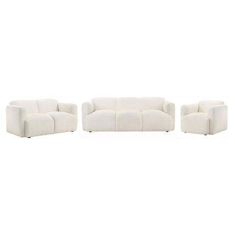 main view of Dorset 3-piece white upholstered sofa and loveseat set