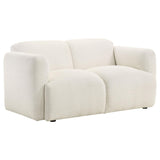 Dorset white fabric upholstered loveseat front view